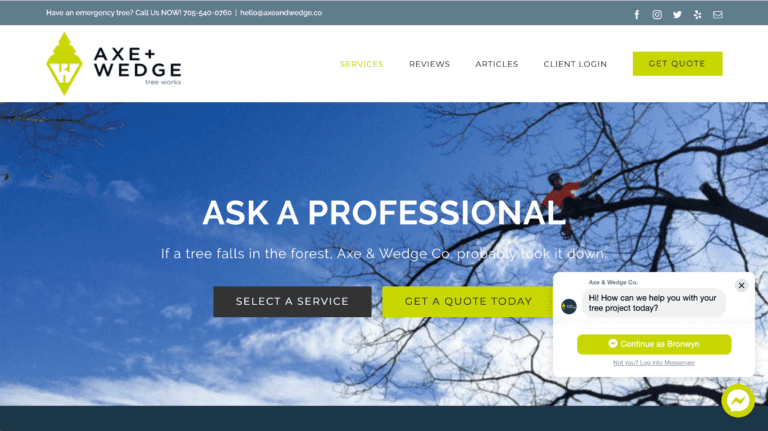 Marketing de sitios web para Pymes: Guía definitiva 8 empresa de remoción de árboles con sede en Ontario, Canadá.