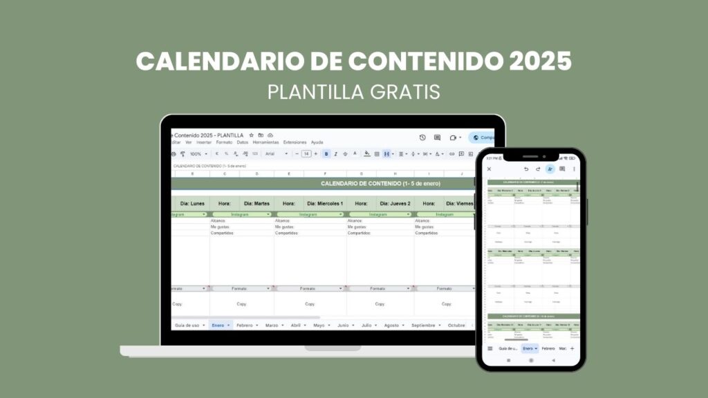 Calendario de contenido 2025 PLANTILLA GRATIS
